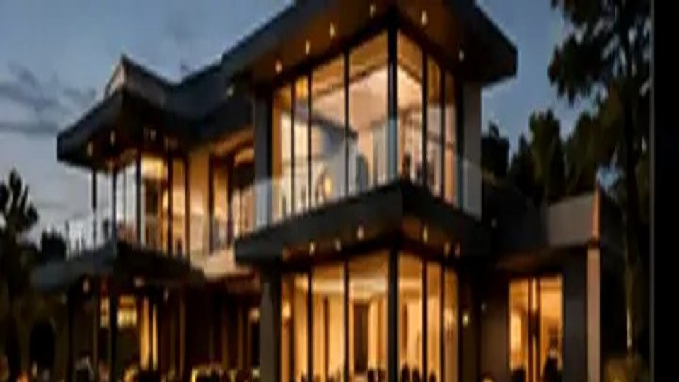 Modern luxury home at dusk