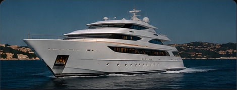 Large luxury motor yacht underway on open water